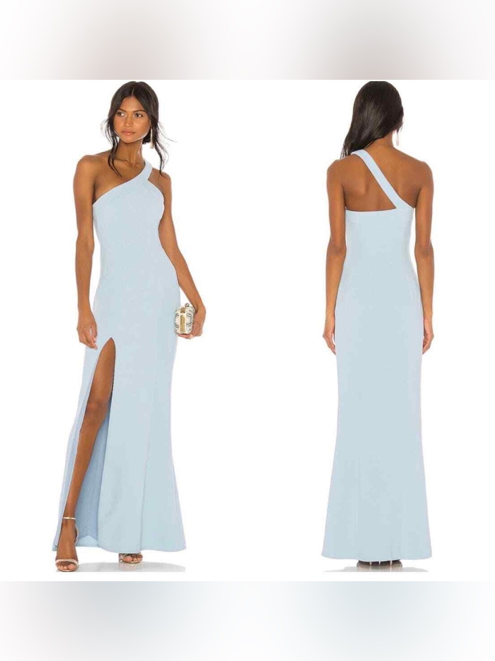 NBD Evan Gown Light Blue One Shoulder Maxi Size XS — Revolve